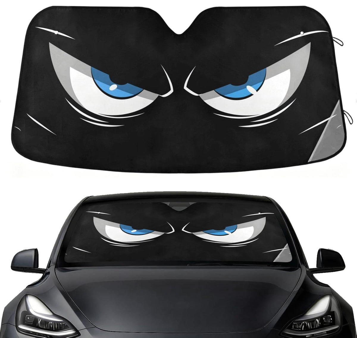 WEVIBOFU front view showing cartoon eyes shade protecting dashboard