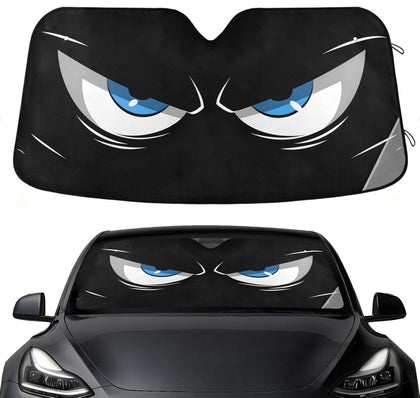 WEVIBOFU front view showing cartoon eyes shade protecting dashboard