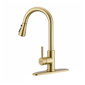 WEWE brushed gold faucet front view shows elegant design and durable finish