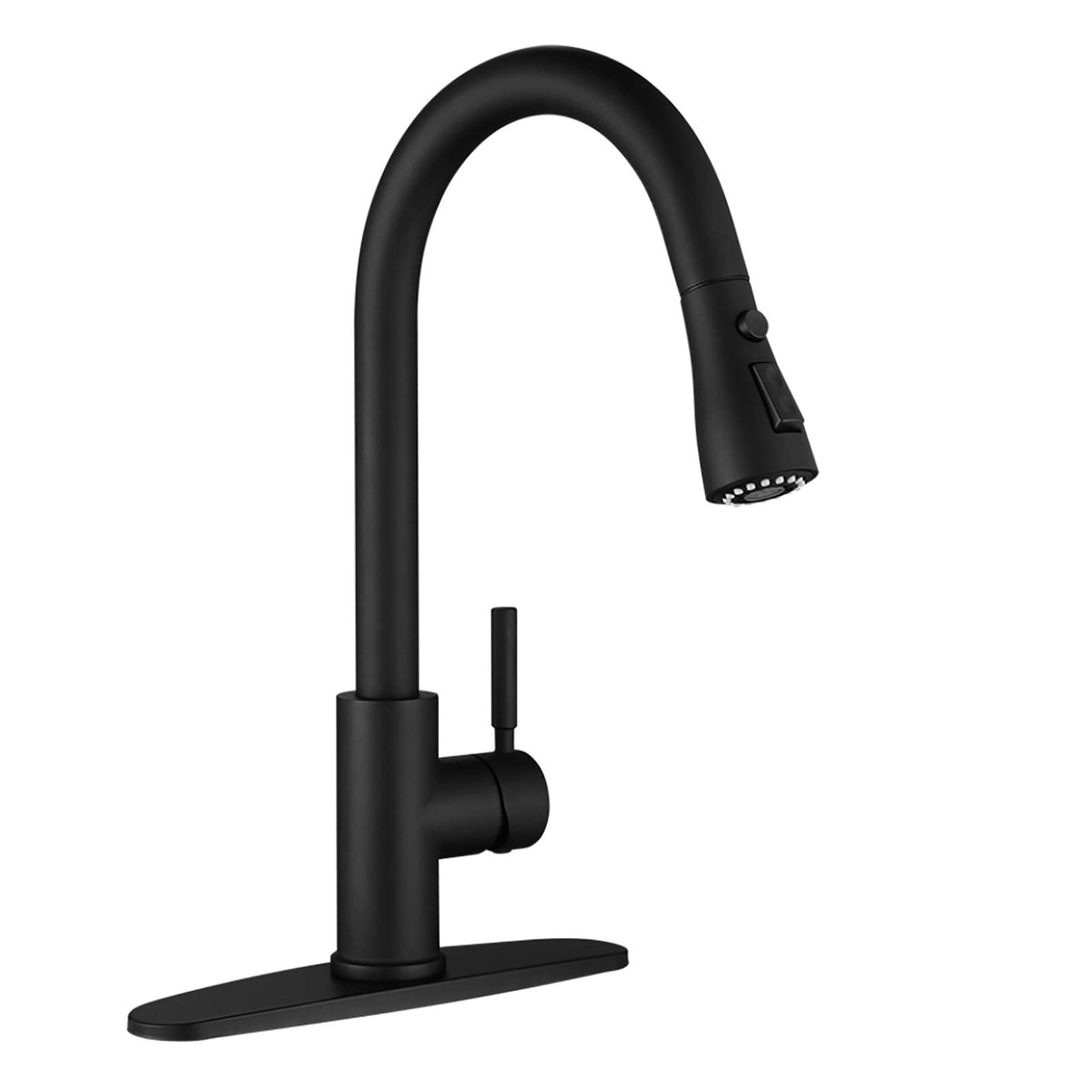 WEWE faucet front view showing sleek tulip silhouette and matte black finish benefit: modern aesthetic