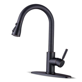 WEWE front view of oil-rubbed bronze faucet showing elegant high-arc benefit