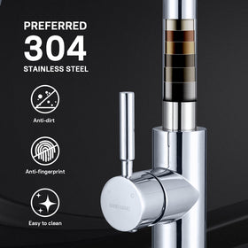 WEWE pull-down hose with gravity-ball retraction for smooth, neat return