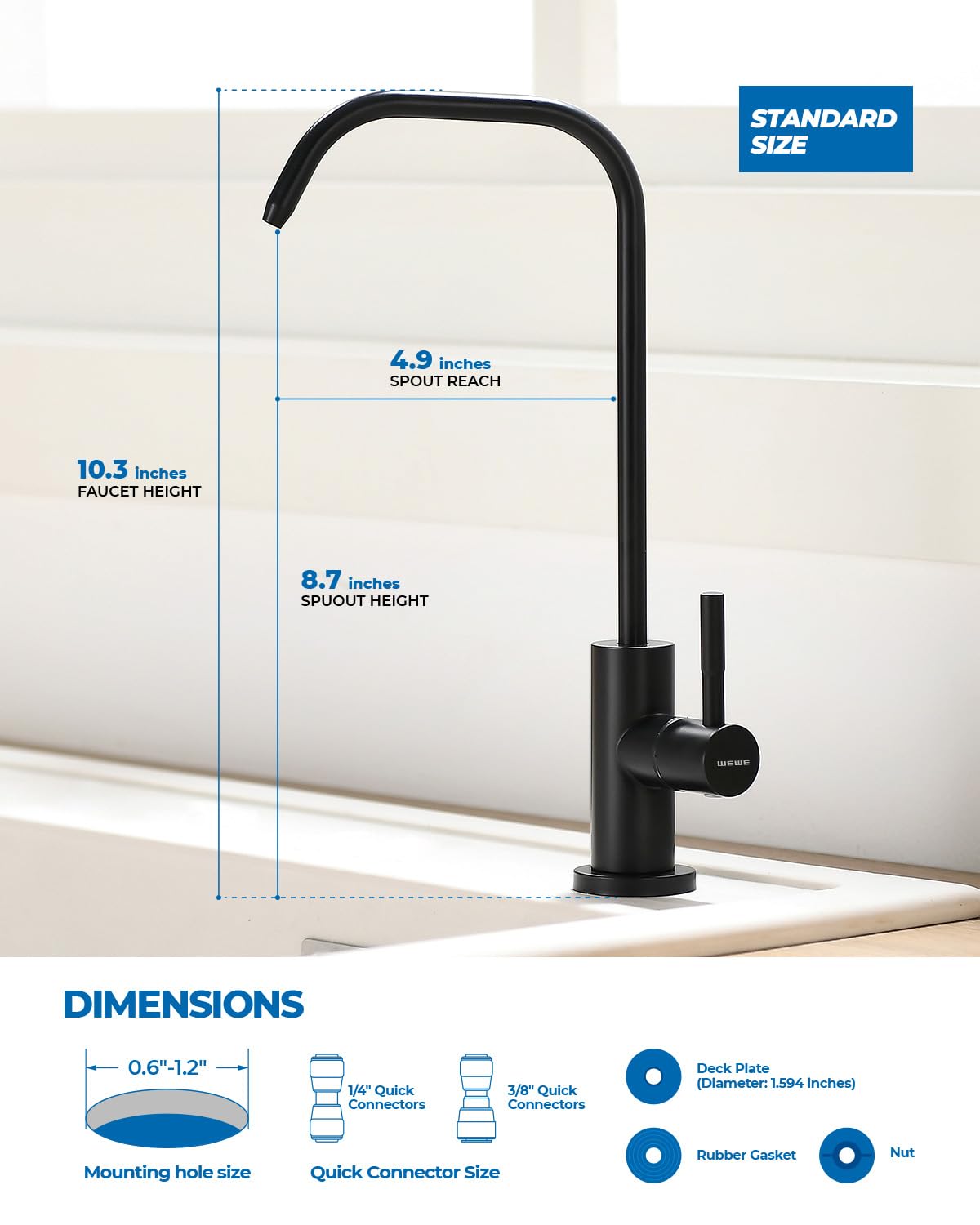WEWE faucet installed on stainless sink demonstrating cohesive kitchen styling