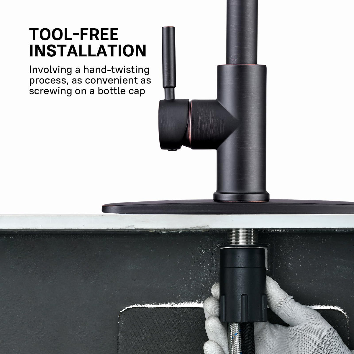 WEWE faucet in a kitchen setting demonstrating farmhouse style and functionality