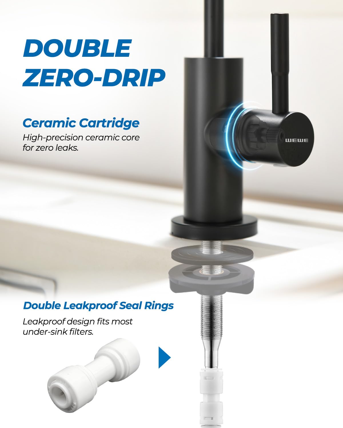 WEWE faucet quick-connect hoses ready for fast DIY installation benefit