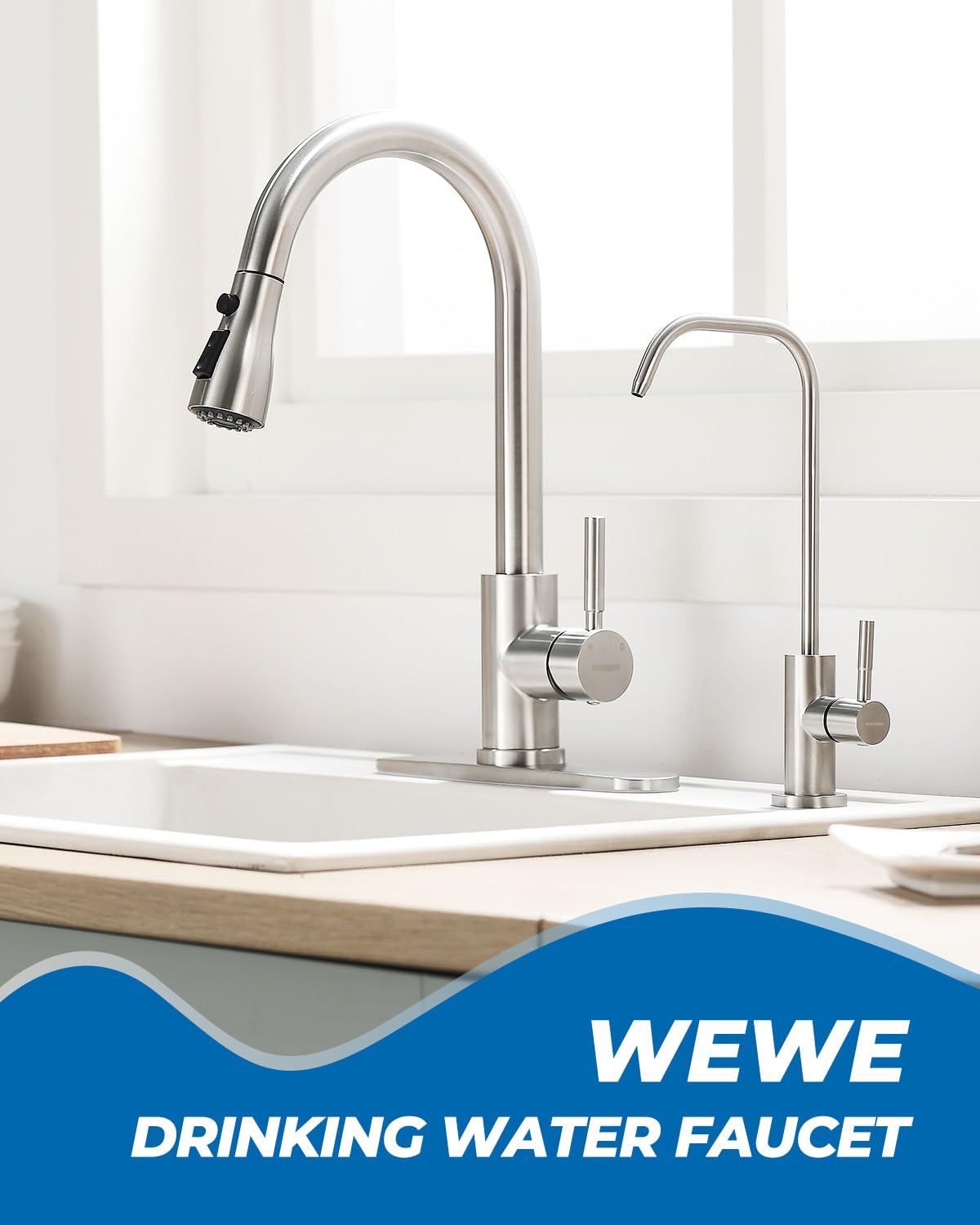WEWE RO close-up of spout tip highlighting stainless flow path and clean dispensing for safer filtered water