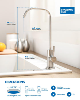 WEWE RO spout swivel in use filling a tall pot showing 360° rotation for easy kitchen access