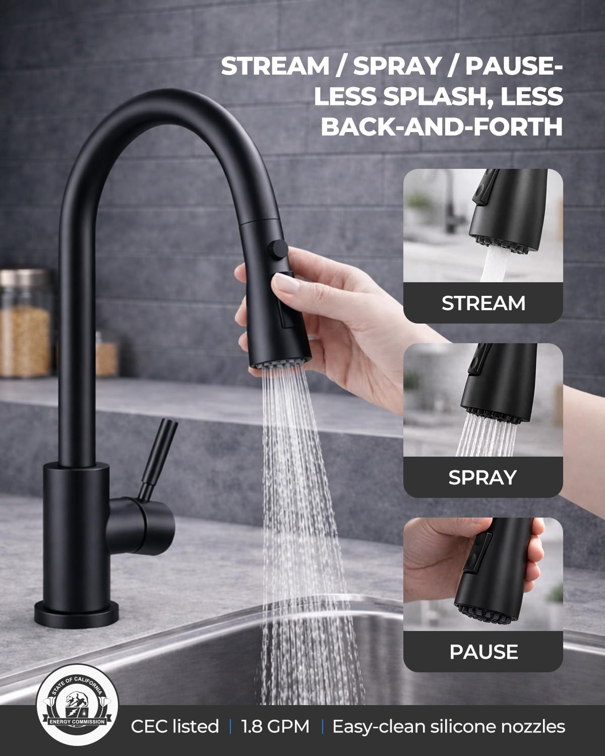 WEWE silicone nozzles closeup resisting limescale for consistent spray