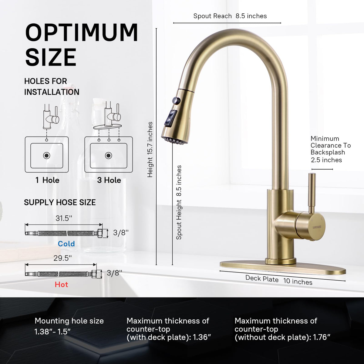 WEWE spout close-up detail highlights stainless-steel build and smooth curve