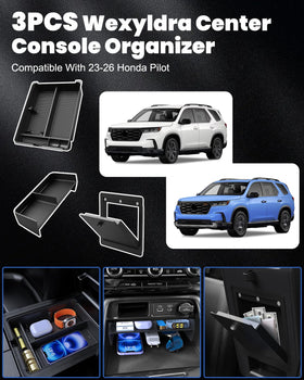 Wexyldra dash tray slid behind screen for accessible storage