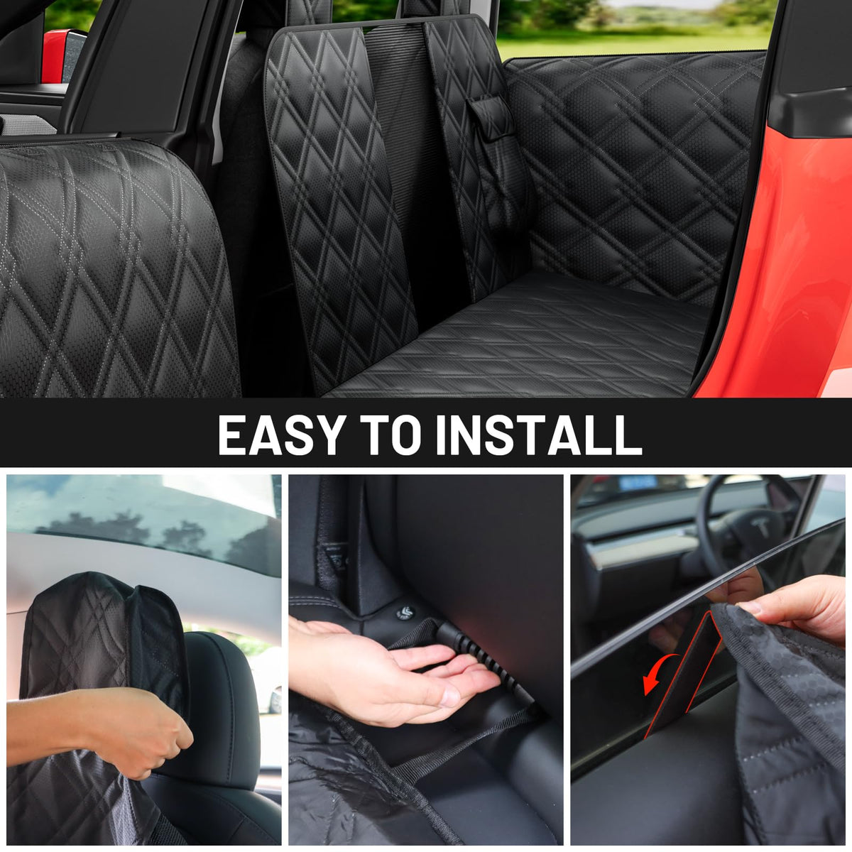 Wexyldra cover displayed in Tesla interior shows precise fit
