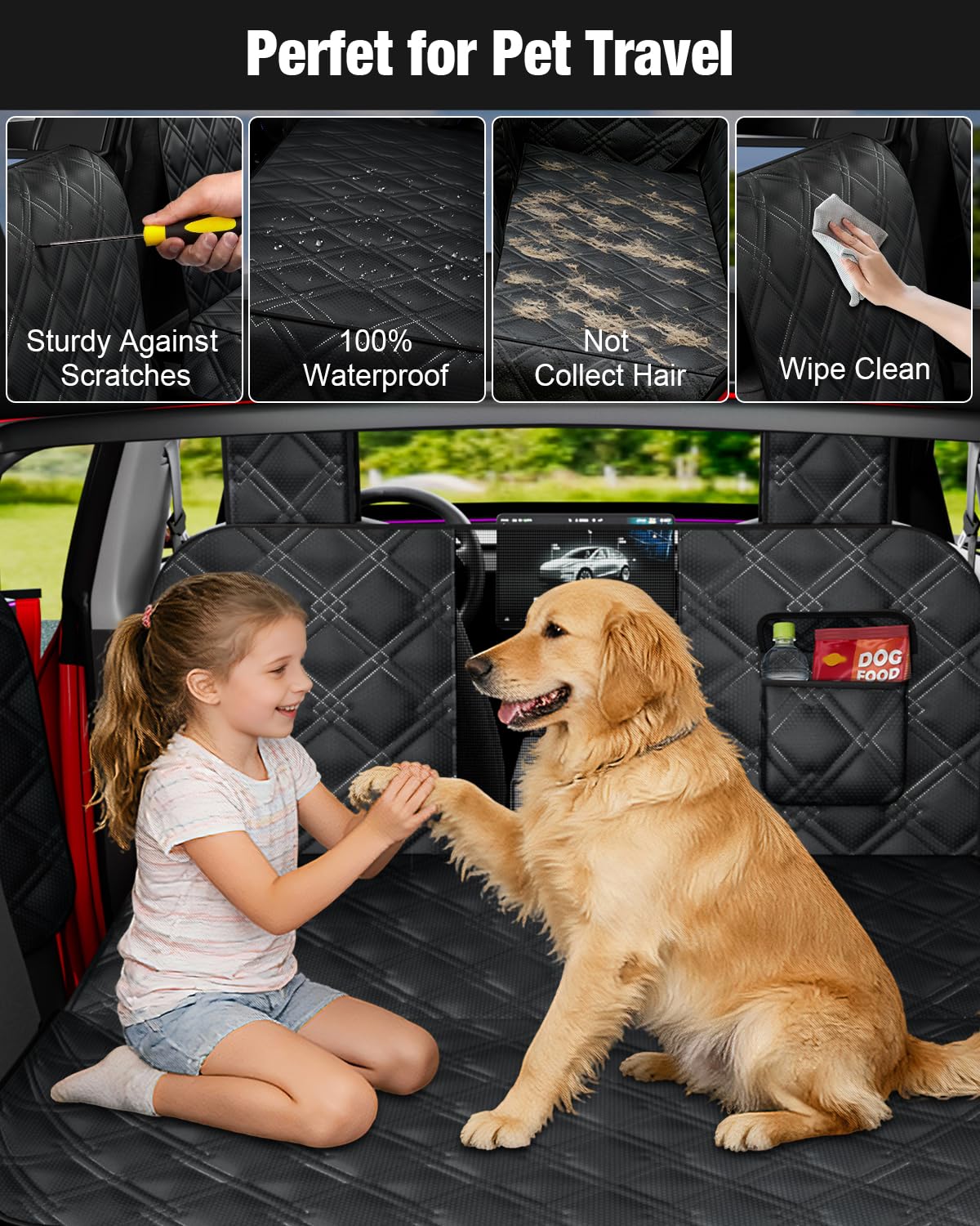 Wexyldra storage pockets holding leash and treats for organized travel