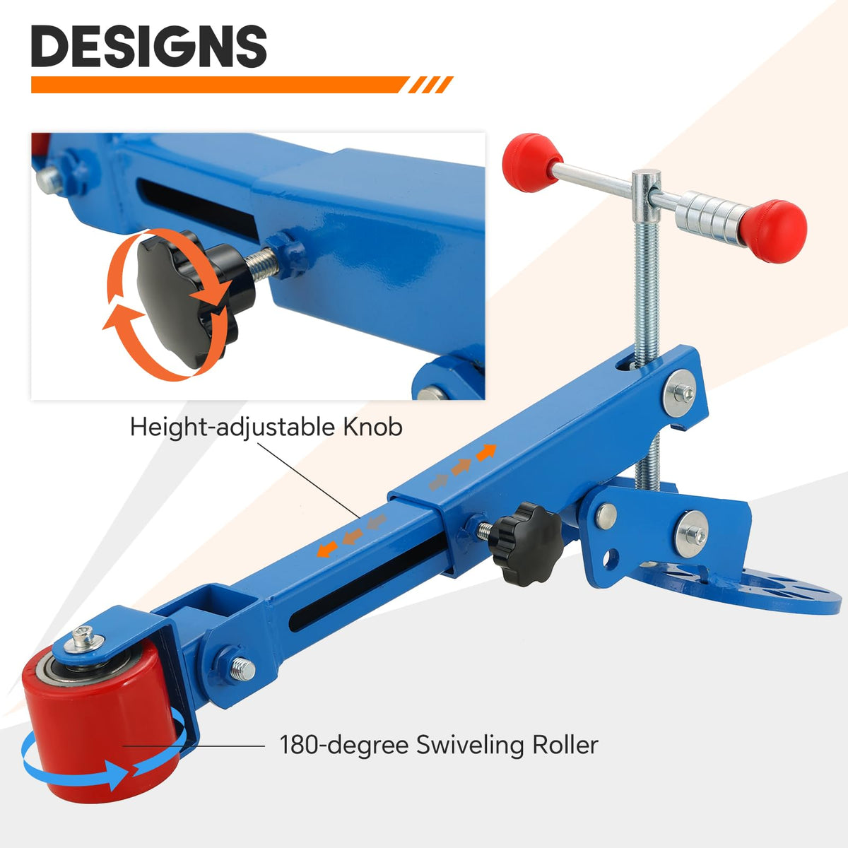 weyleity fender roller beside wheel to show scale and ease of use for fitting larger tires