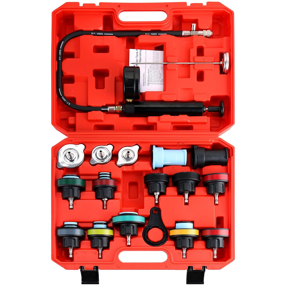 weyleity front view of complete 18pcs kit showing organized tools and pump for reliable diagnostics