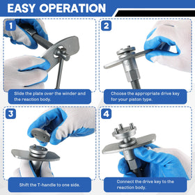 weyleity in-use compressing piston on a caliper illustrating controlled retraction and safe pad replacement