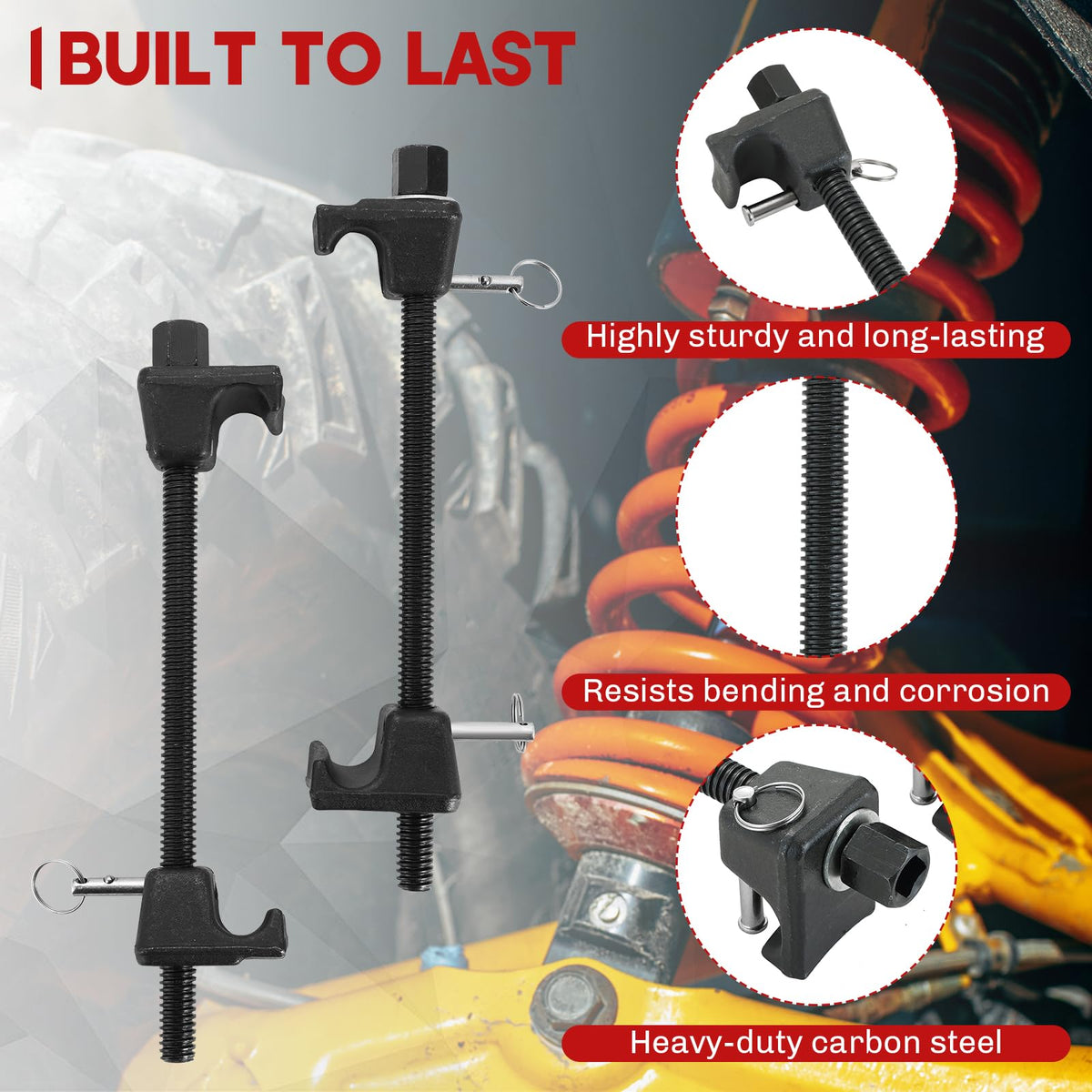 weyleity tool in use compressing a strut for safer suspension removal