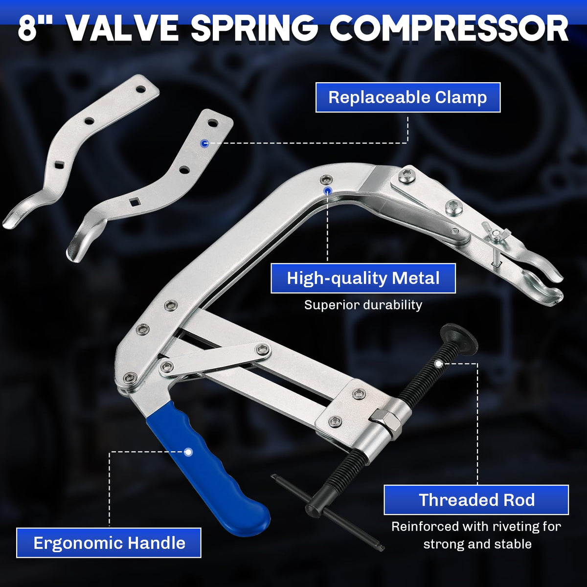 weyleity jaws and two replaceable metal clamps showing versatility and long life