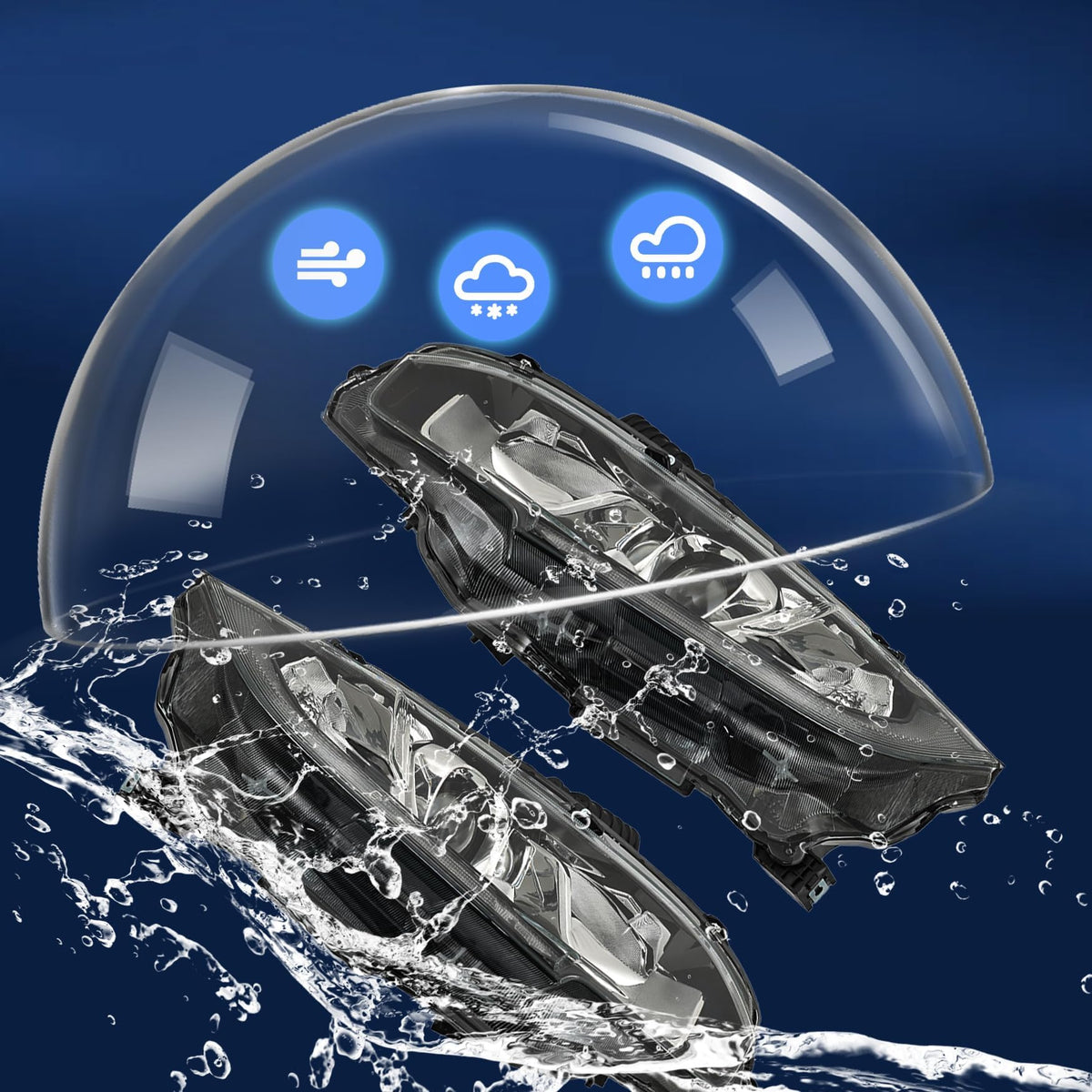 WFLNHB clear lens and polished housing side view restores aesthetic benefit