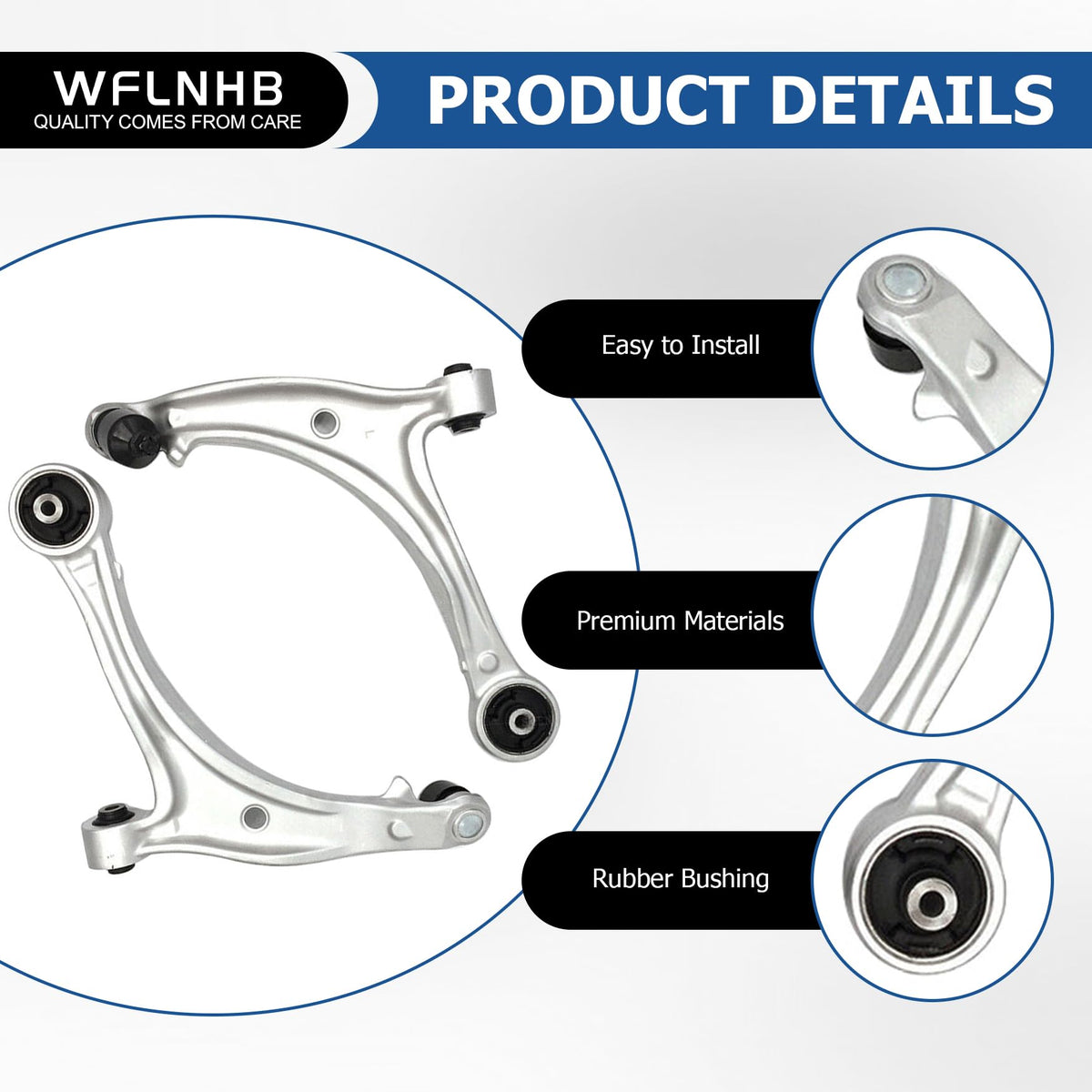 WFLNHB passenger side control arm detail highlighting mounting areas