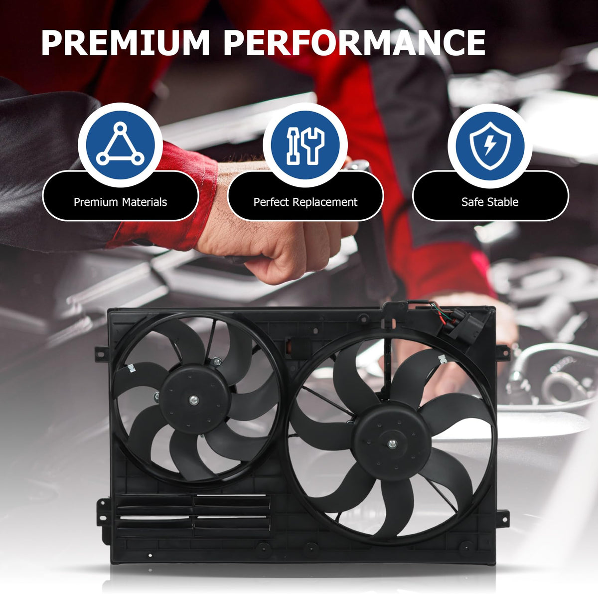 WFLNHB dual fan installed in engine bay improving radiator cooling performance