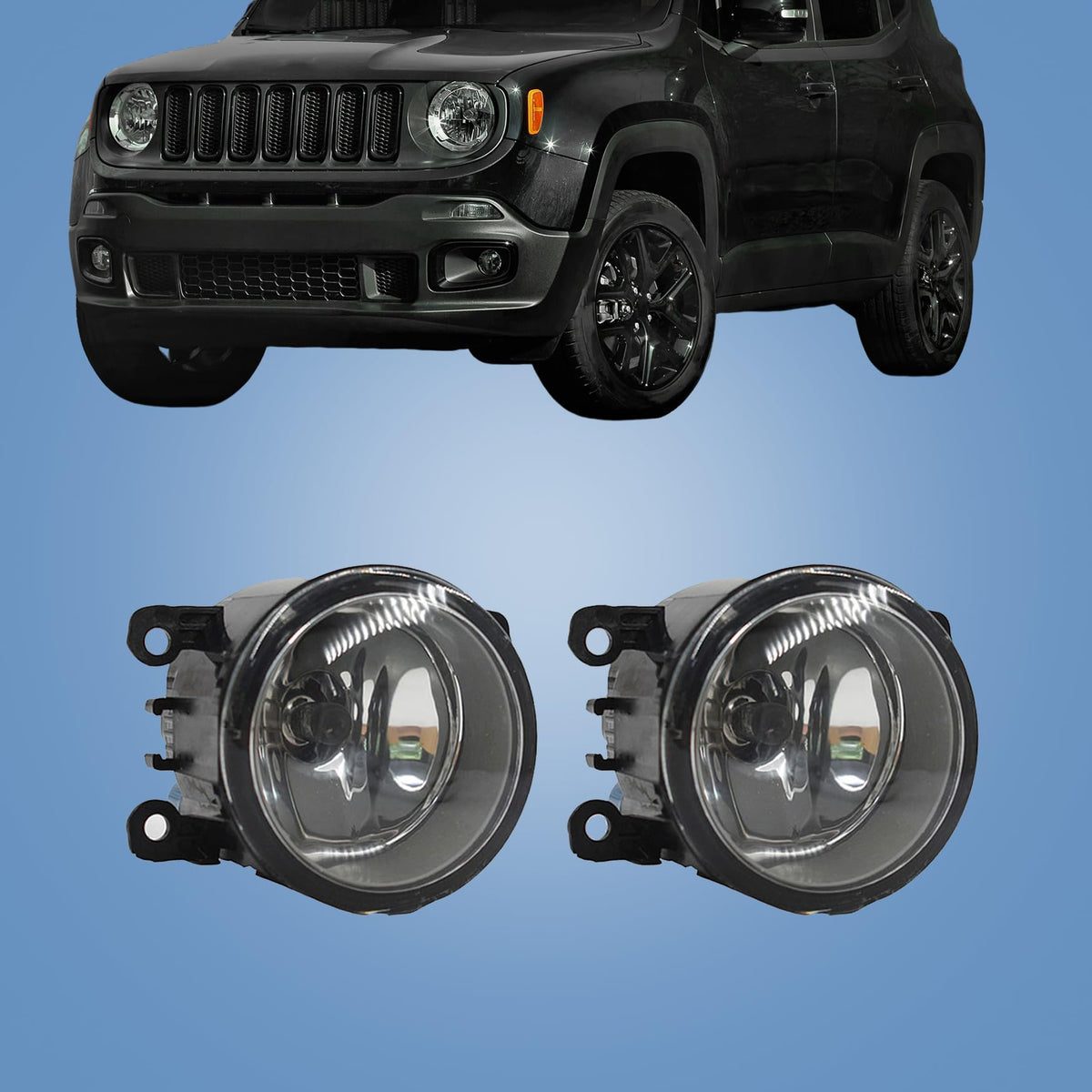 WFLNHB fog lights installed on Renegade front demonstrating corrected beam alignment