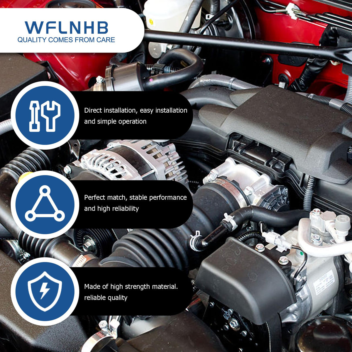 WFLNHB close-up of left hose connection points for accurate OE fitment