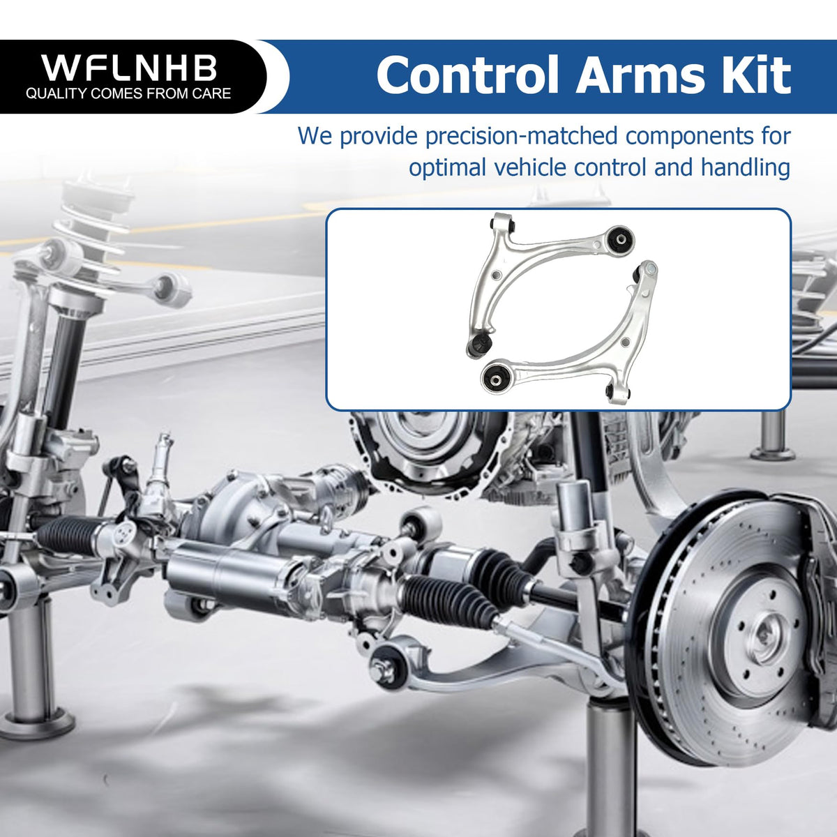 WFLNHB control arm next to ruler showing scale for easy comparison