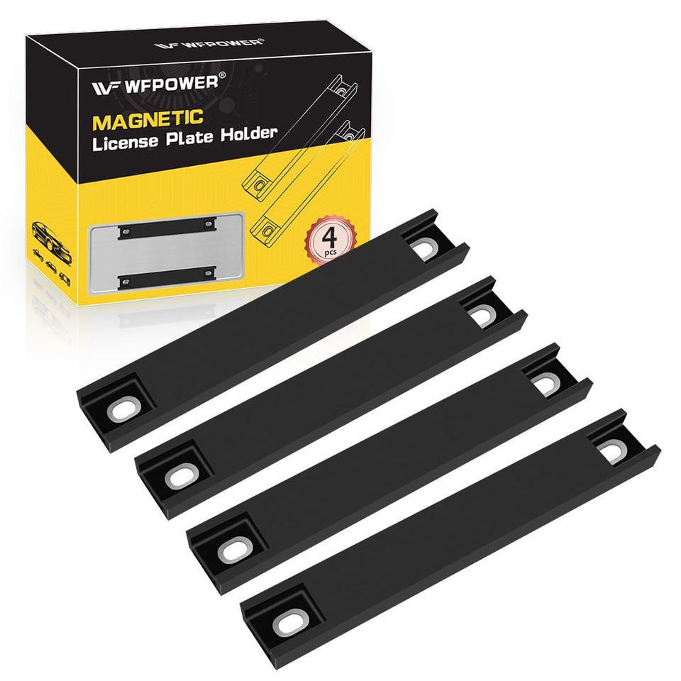 WFPOWER front view showing magnetic license plate holder protecting finish