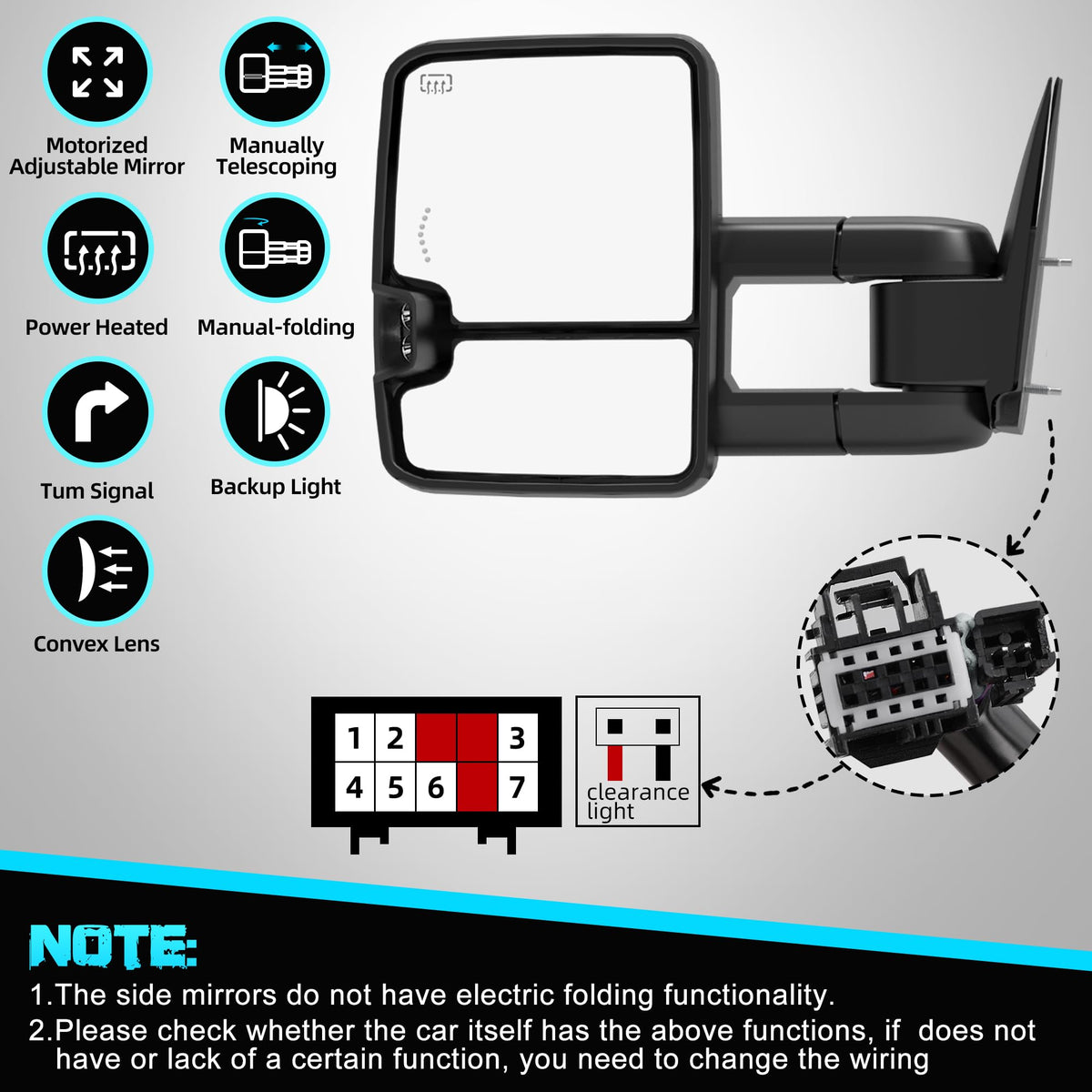WHALEMOTOR extendable arm detail demonstrating adjustable reach for trailer sightlines
