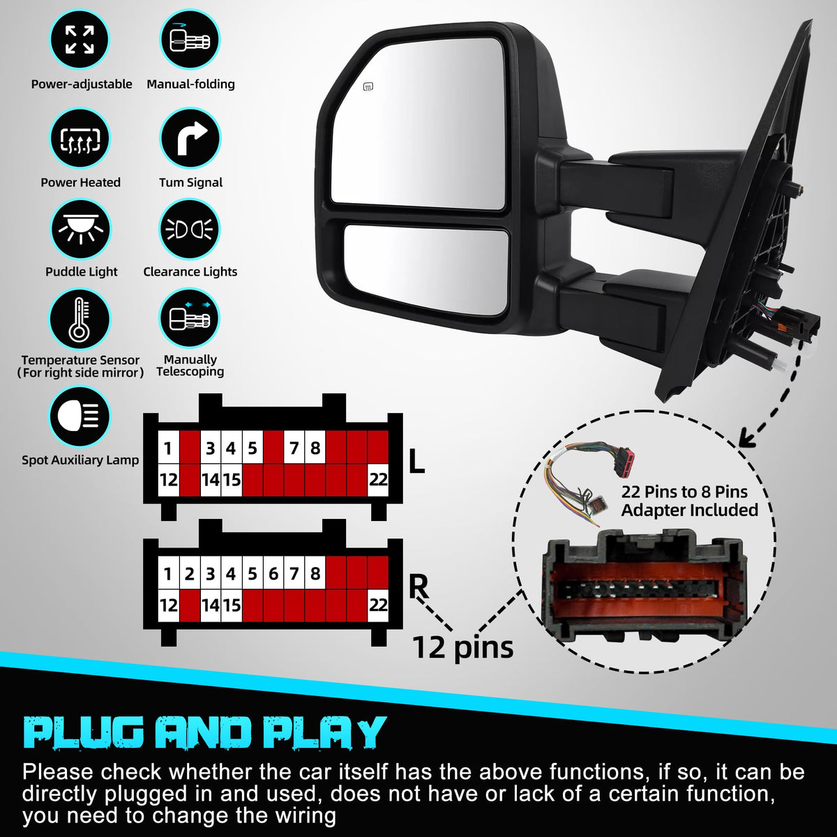 WHALEMOTOR manually extended arm demonstrating wider towing visibility