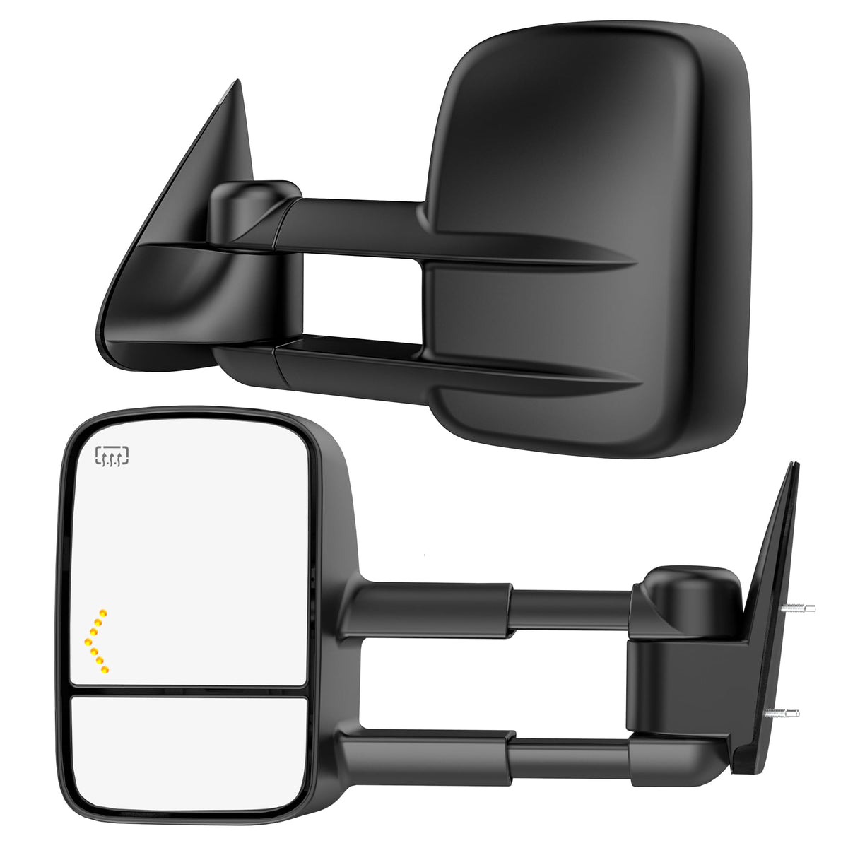 WHALEMOTOR front view mounted mirror showing vehicle fit and improved visibility