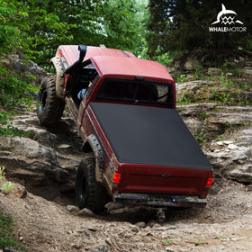 WHALEMOTOR tonneau beside measuring tape showing exact 58.6-inch short bed fit