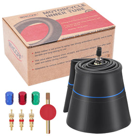 WHCCFF front packaging of 130/90-16 inner tube showing contents and fit benefits