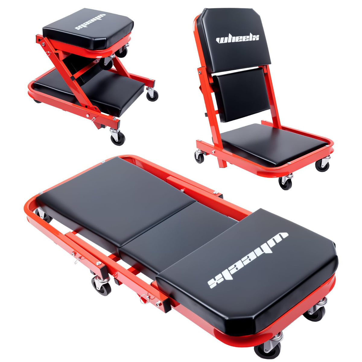WheelX front view of creeper showing full 40-inch length and frame durability