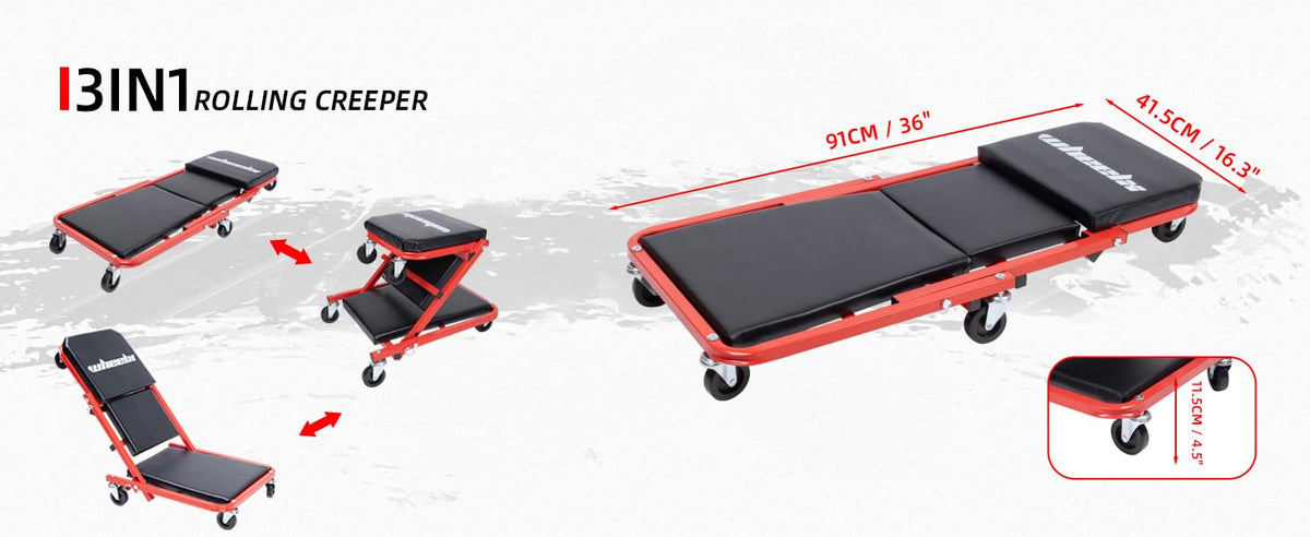 WheelX seat mode at bench height for comfortable seated work