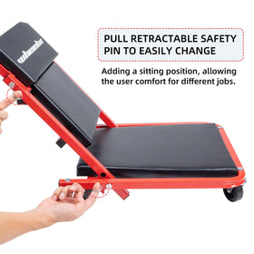 WheelX side profile reclined position supports mid-height repairs comfortably