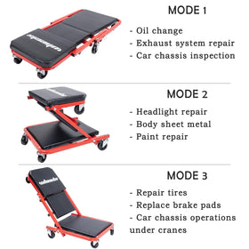 WheelX thick padded cushion close-up for lasting comfort during repairs