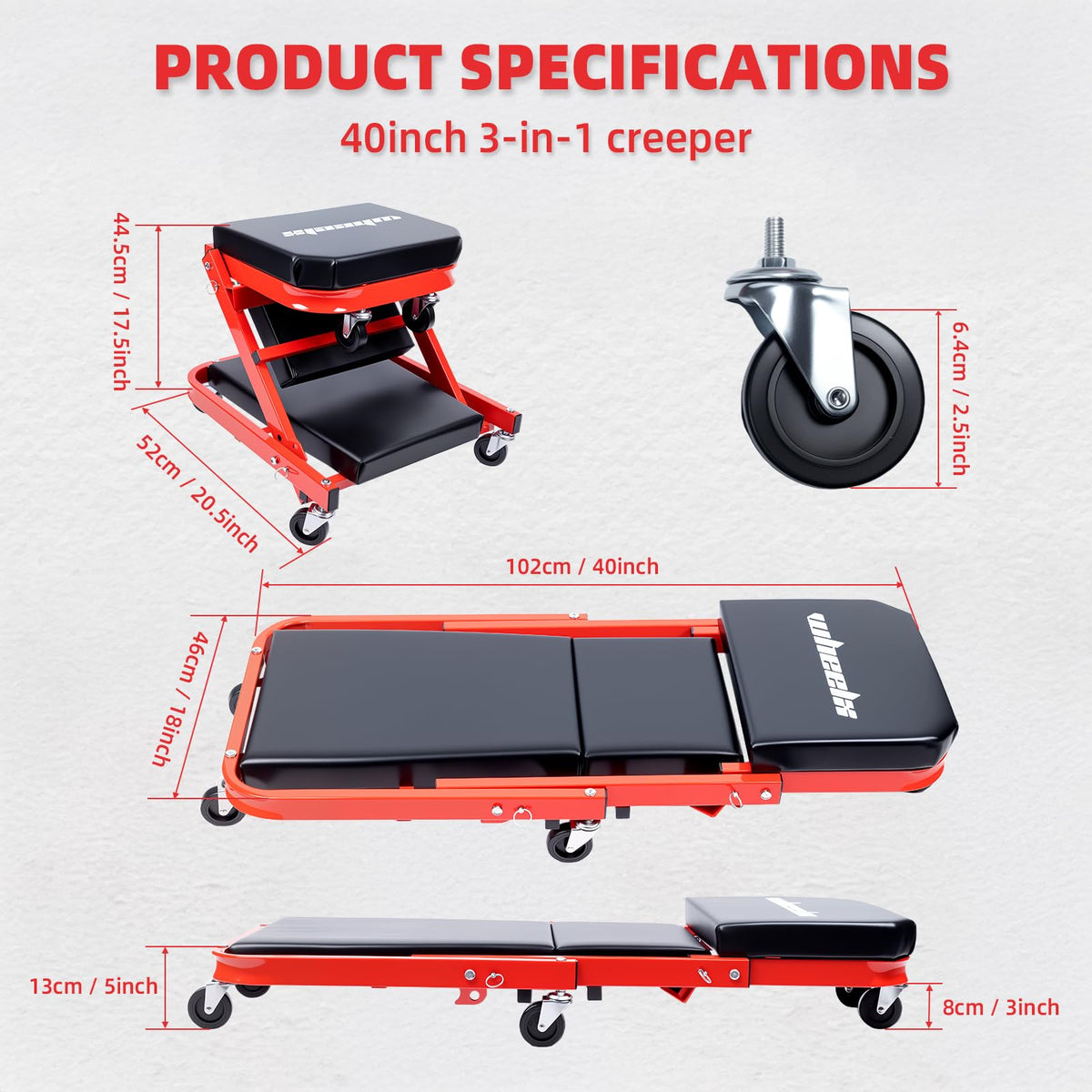 WheelX wheels detail with 2.5-inch TPR casters for smooth shop movement