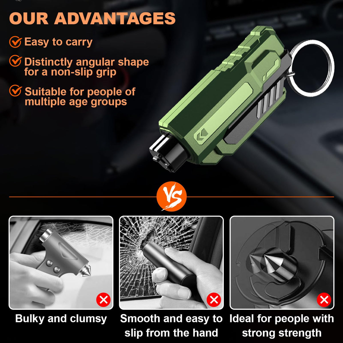 WHFLLIFE protected seatbelt cutter blade detail for safe, reliable cutting