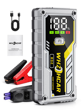 WHZOHCAR front view showing compact starter and travel-ready benefit