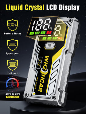 WHZOHCAR close-up of LCD display for clear battery and status info