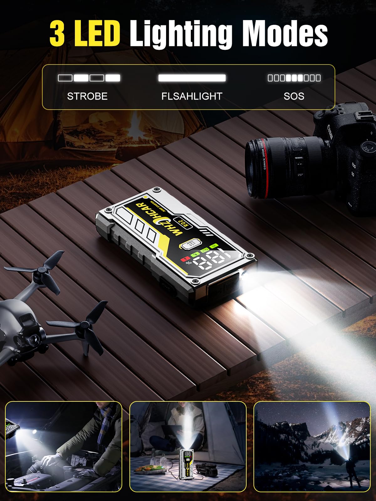 WHZOHCAR LED flashlight modes for emergency illumination benefit