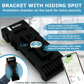 Widder lock mounted on bike frame with bracket providing easy carry