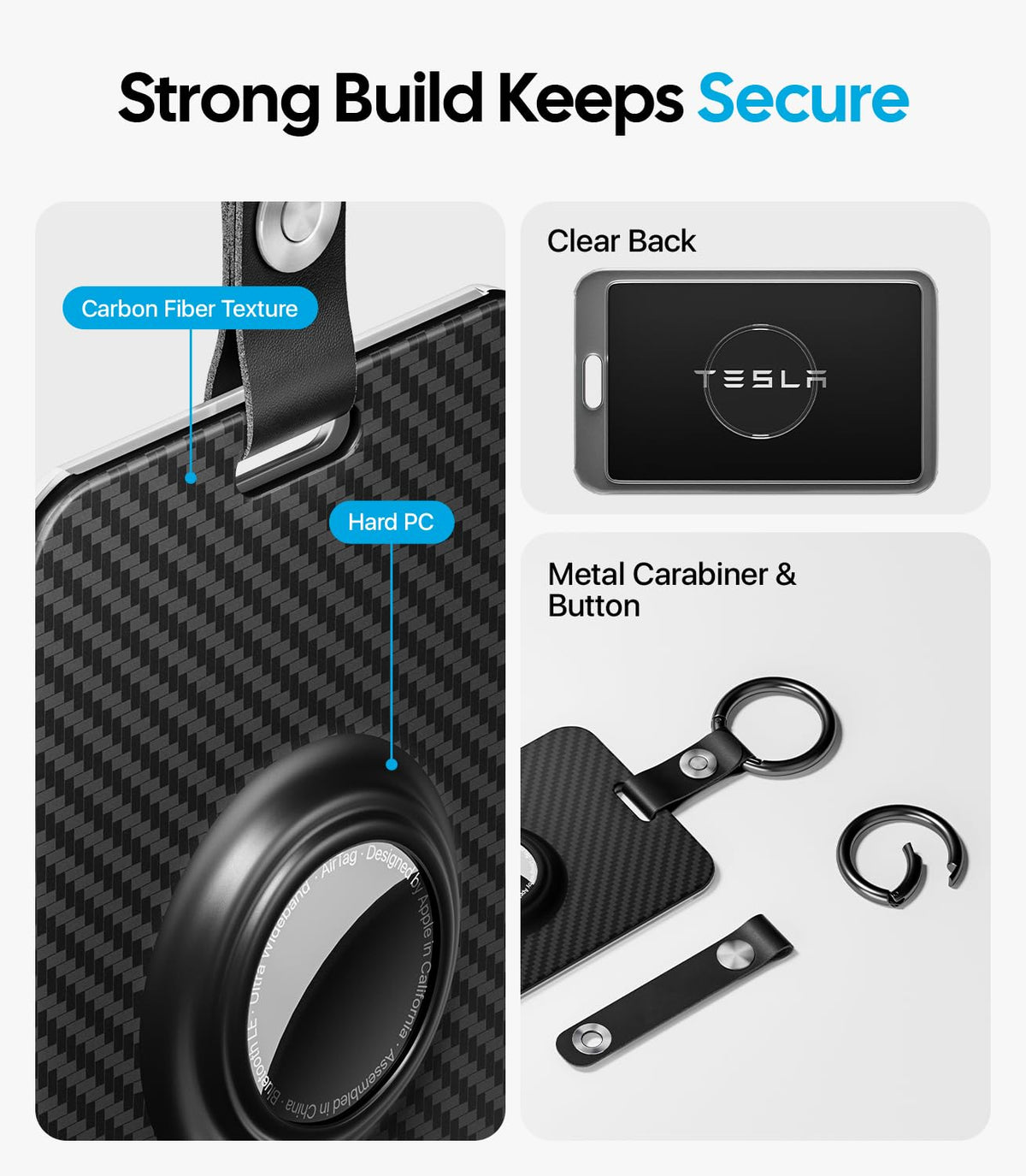 Wigoo AirTag slot detail showing secure tracker fit for easy locating