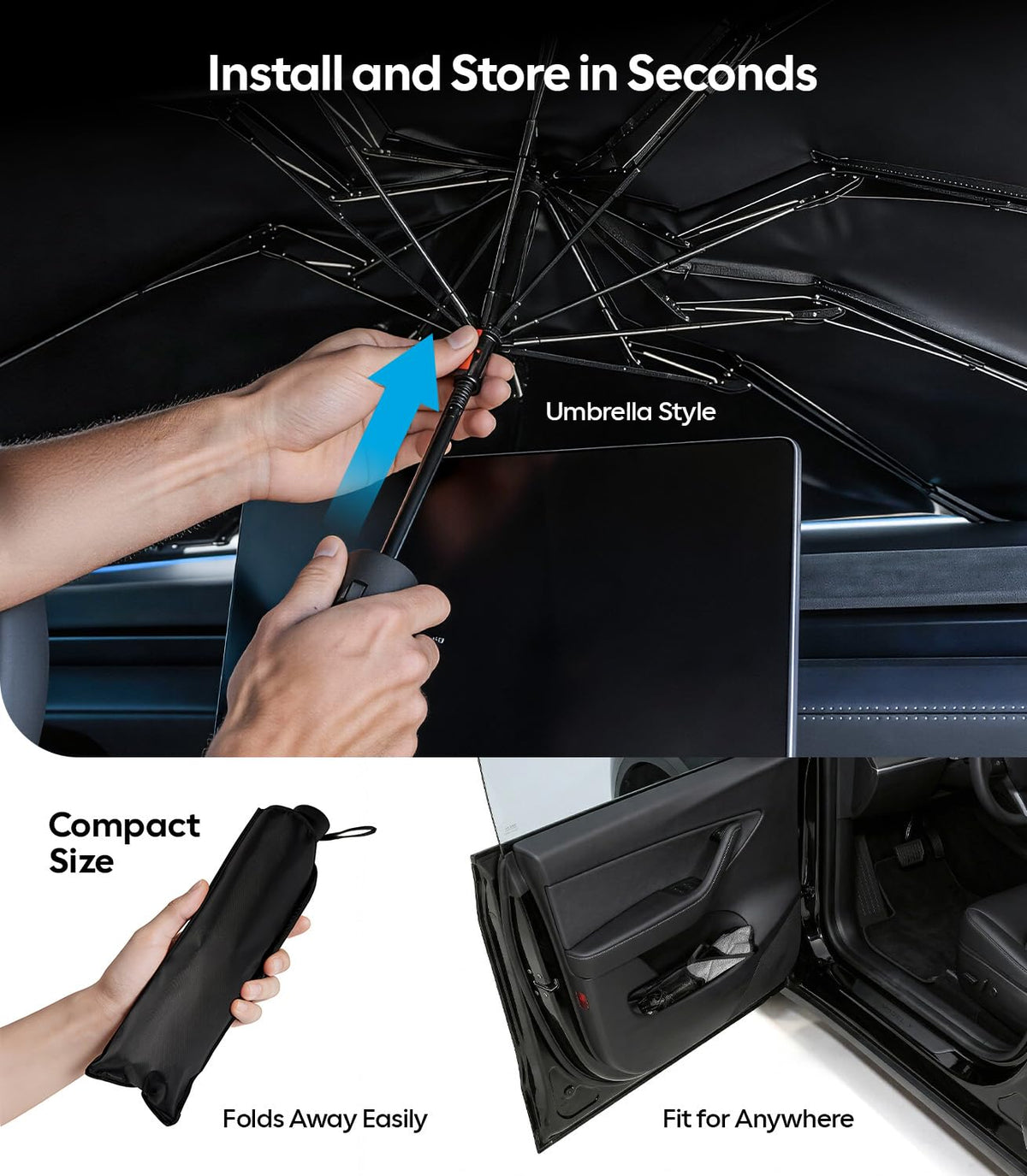 Wigoo folded in storage bag for compact, tidy car storage convenience