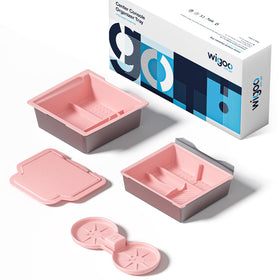 Wigoo front view pink console organizer showing tidy compartments and easy access benefit