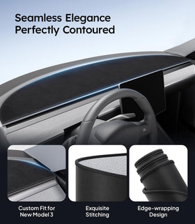 Wigoo dashboard cover installed in Tesla Model 3 Highland demonstrating easy fit and comfort