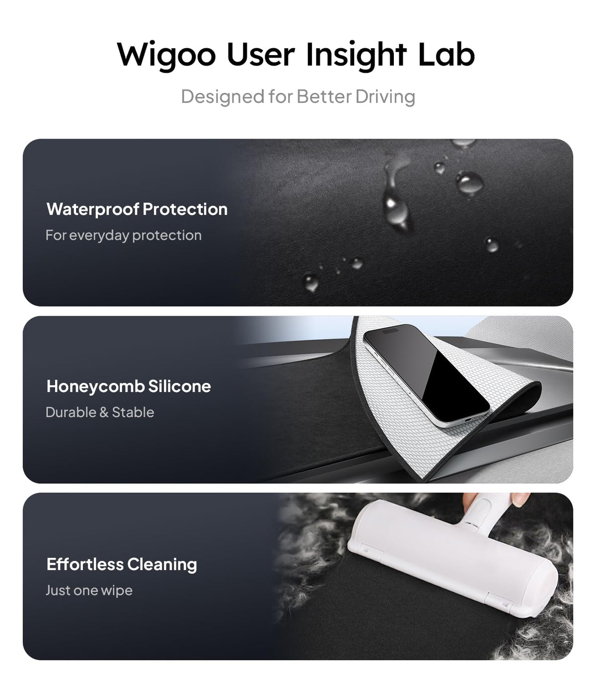 Wigoo lifestyle shot of Tesla interior highlighting style upgrade and sun protection benefit