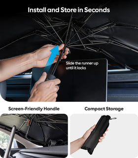 Wigoo compact folded sunshade in storage bag for easy tidy stowage