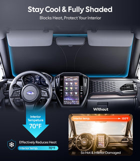 Wigoo sunshade folded in storage pouch for compact space-saving convenience